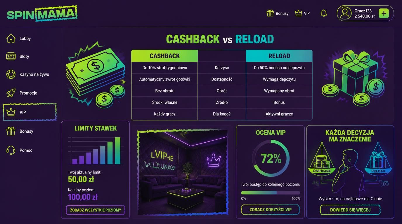 porównanie cashback i reload, tabela, limity stawek